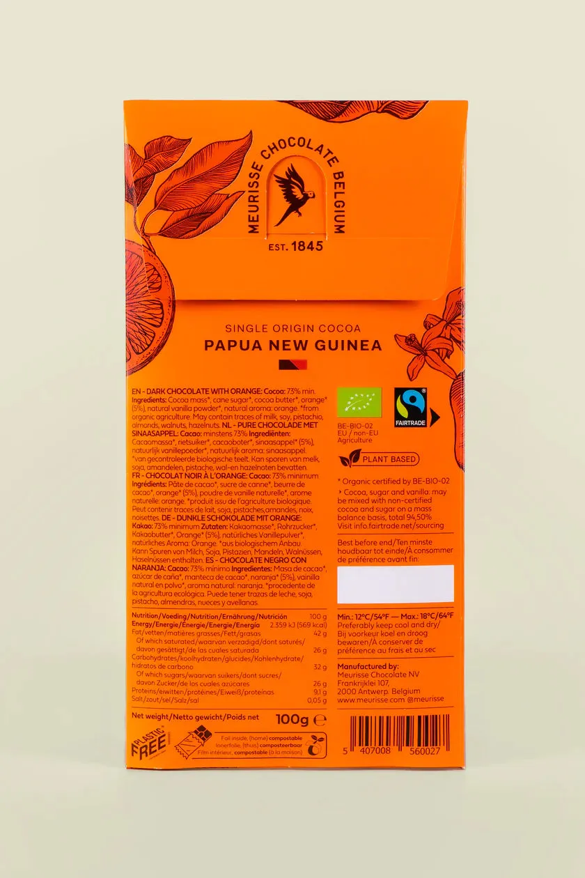 Meurisse Dark Chocolate Tablet with Orange