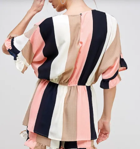 Mia's Strip Linen Romper