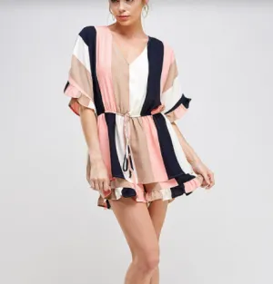 Mia's Strip Linen Romper