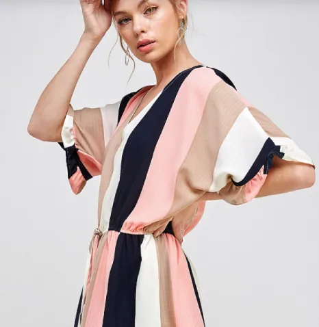 Mia's Strip Linen Romper