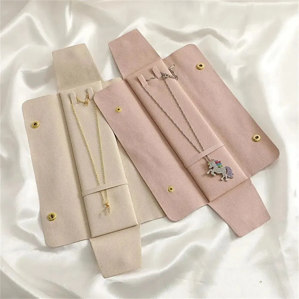 Microfiber Necklace Storage Bag Bracelet Pouch Portable Jewelry Organizer Bags Women Multi-Functional Snap Pouch New 2024