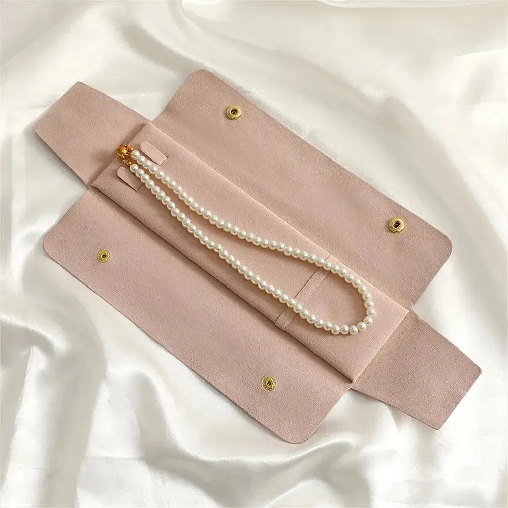 Microfiber Necklace Storage Bag Bracelet Pouch Portable Jewelry Organizer Bags Women Multi-Functional Snap Pouch New 2024