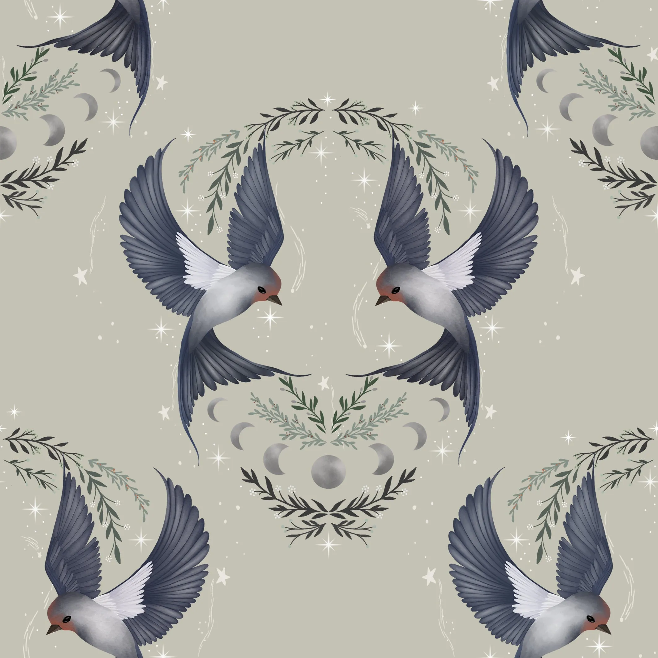 Midnight swallows top knot headband