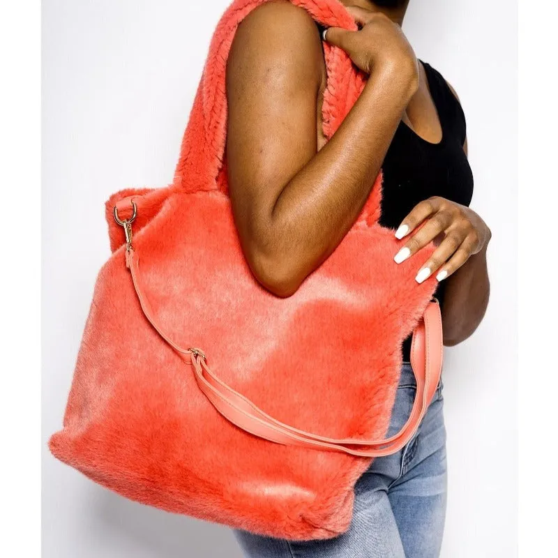 Mimi twisted handle faux fur bag (2 Colors)