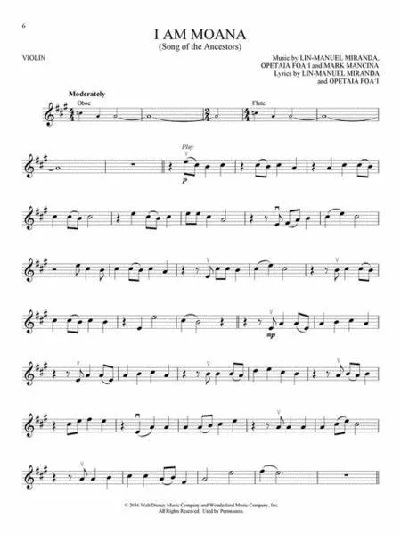 Moana for Violin with Online Accompaniments