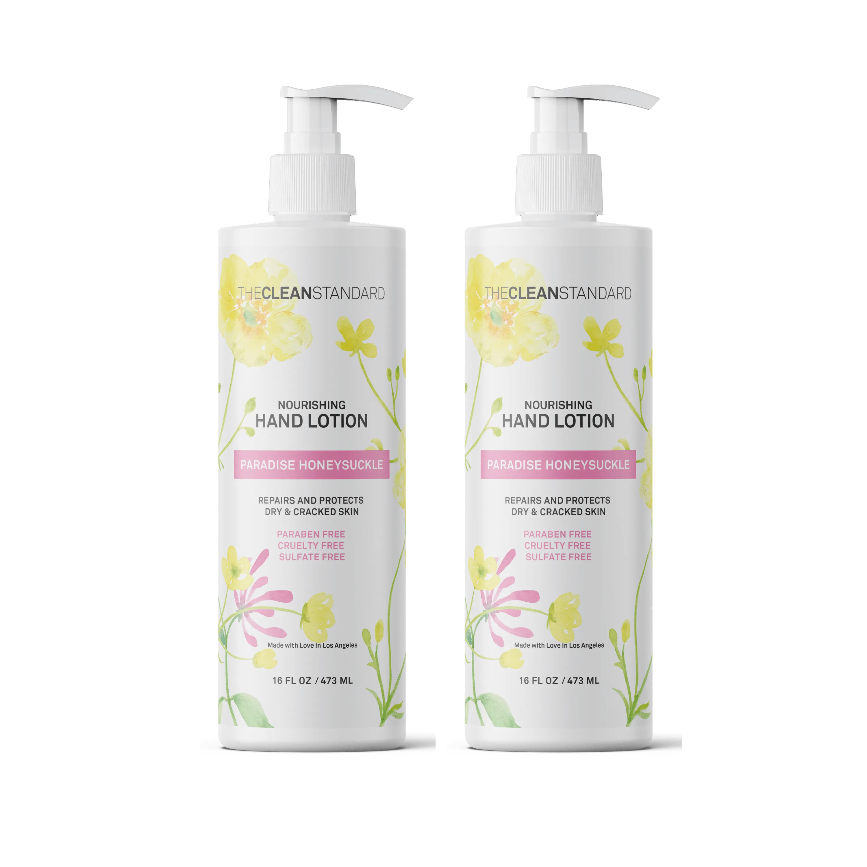 Moisturizing Hand Lotion for Dry Skin and Moisturizer with Shea Butter | Hydrating Non Greasy Hand Cream for Women and Men by THE CLEAN STANDARD | 2 Bottle Set x 16 fl oz with Lotion Pump