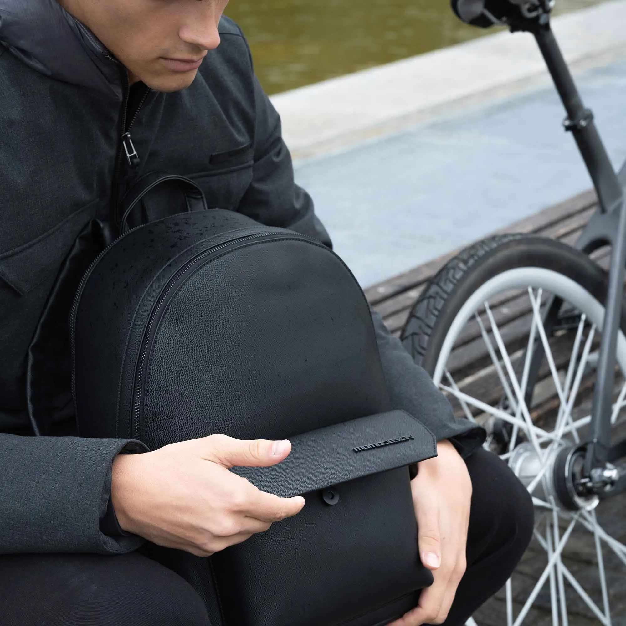 Momodesign Zaino Business Unico in saffiano nero