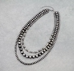 Mulberry 3 Layer Varied Navajo Necklace