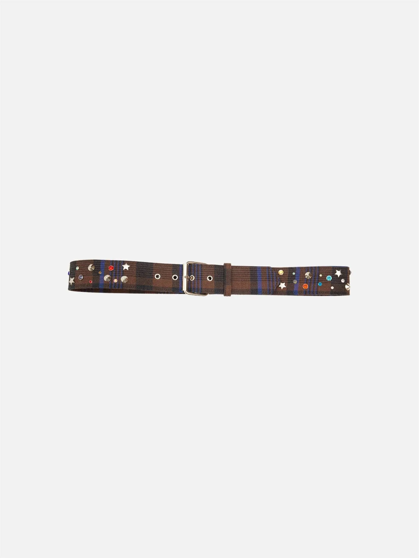 Multi Studded Belt  - Brown Plaid