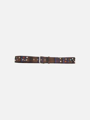 Multi Studded Belt  - Brown Plaid