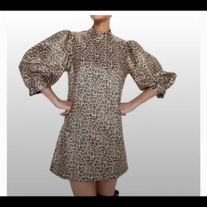 Multicolor Size S Animal Print Mini Puff Sleeve Cocktail Dress