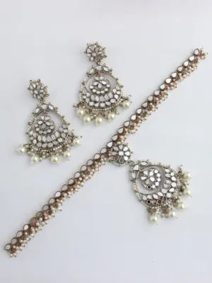 Naaz Mirror Earrings & Sheeshphool