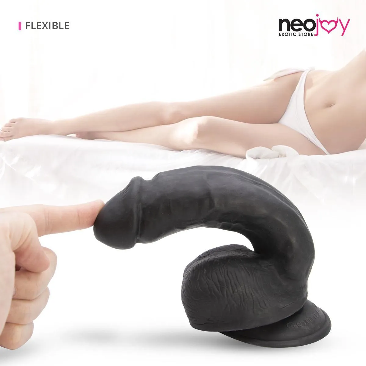 Neojoy - Amazing Lover Dildo - Black 22.5cm - 8.9 inch   Hybrid Lubido Lube Sachet