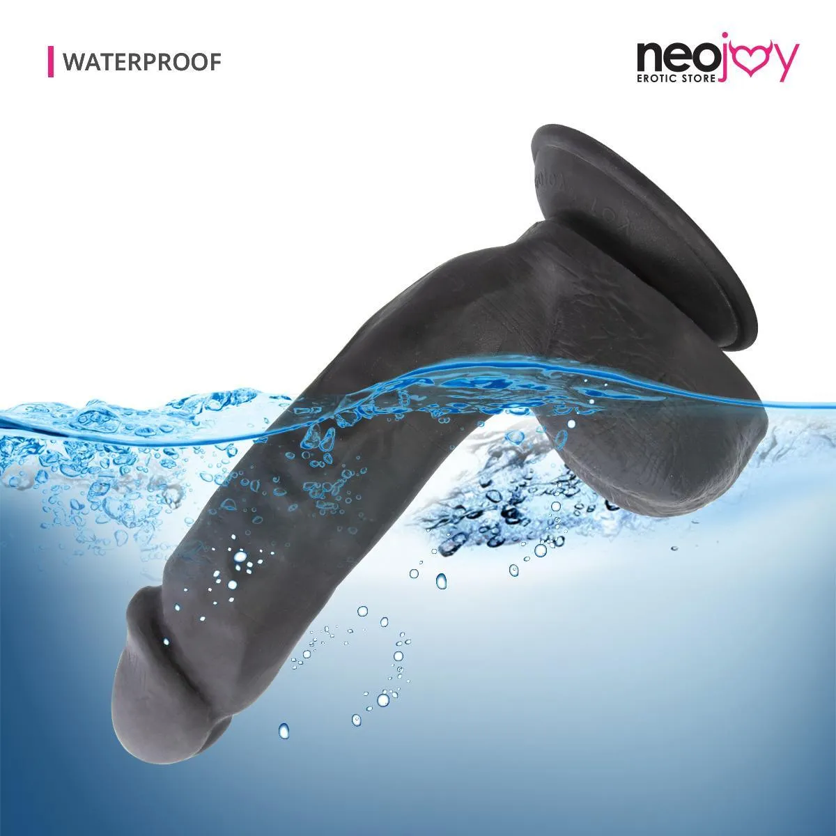 Neojoy - Amazing Lover Dildo - Black 22.5cm - 8.9 inch   Hybrid Lubido Lube Sachet