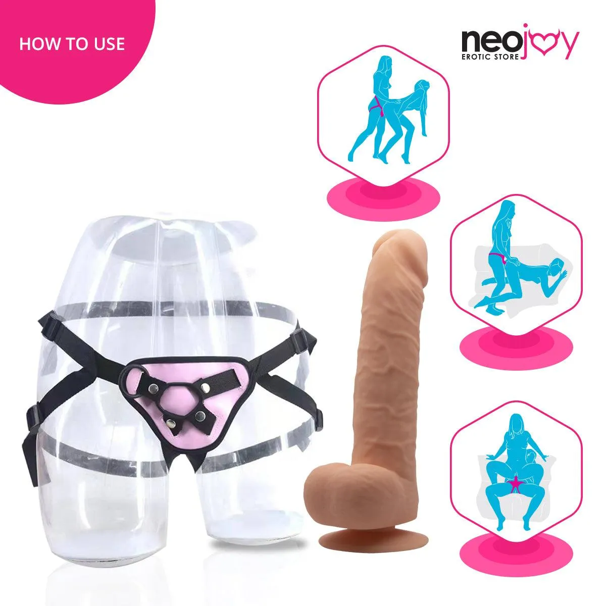 Neojoy - Banger Dildo With Strap-On Dong - Flesh - 21.4cm - 8.4 inch