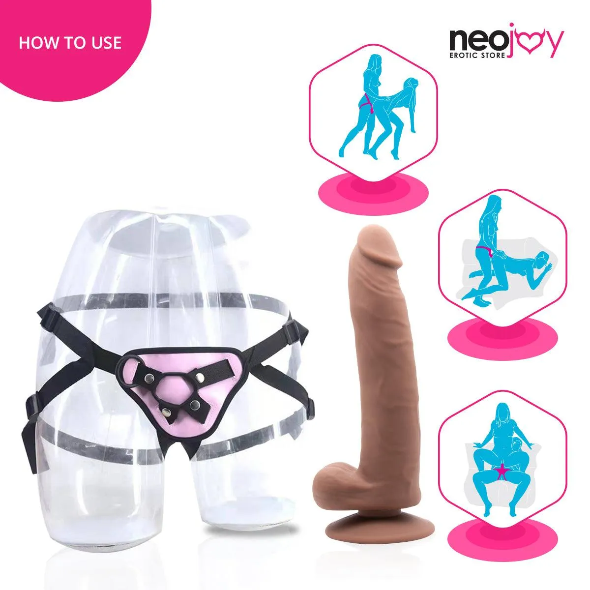 Neojoy - Bigshot Realistic Dildo With Strap-On Dong - Brown - 23.5cm - 9.3 inch
