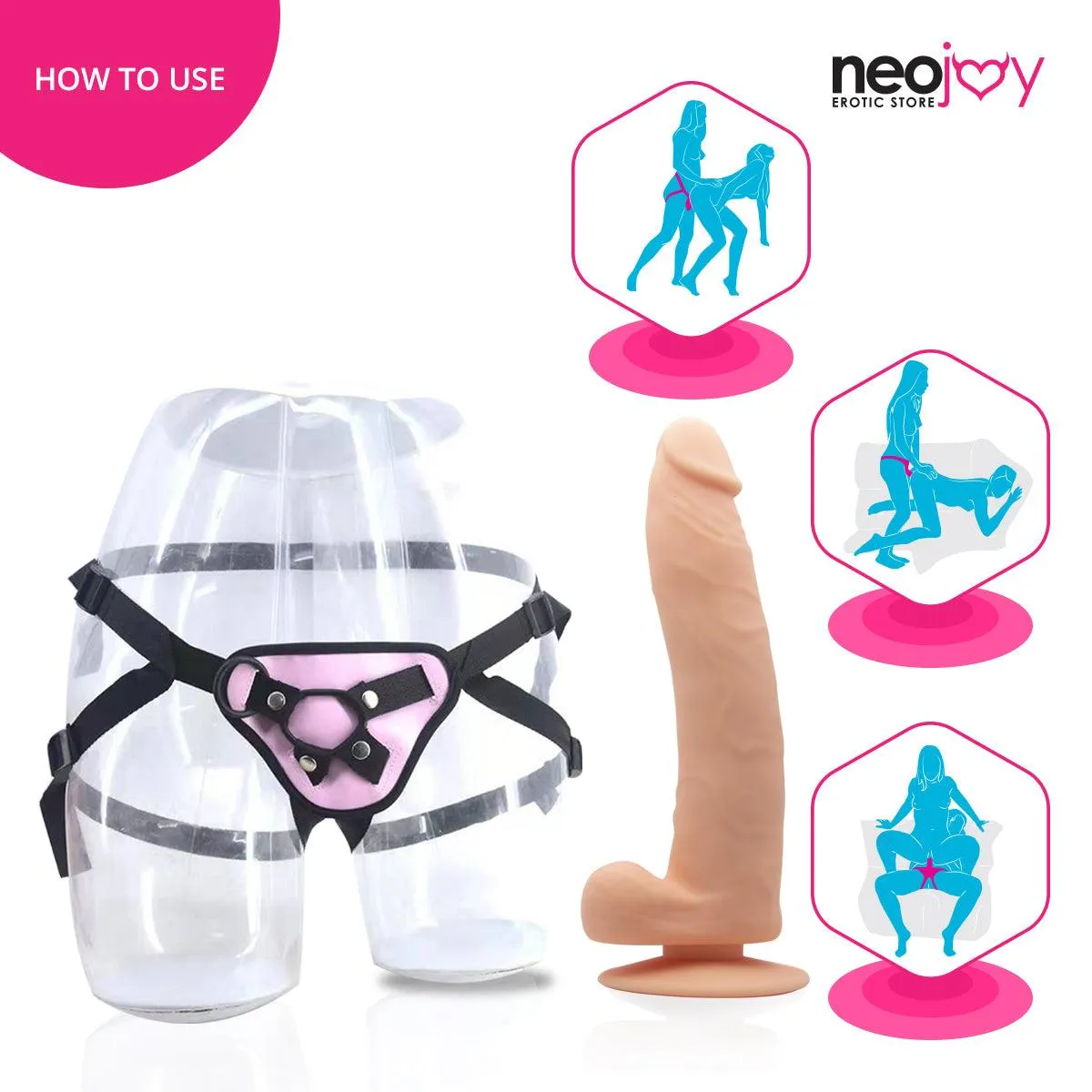 Neojoy - Bigshot Realistic Dildo With Strap-On Dong - Flesh - 23.5cm - 9.3 inch