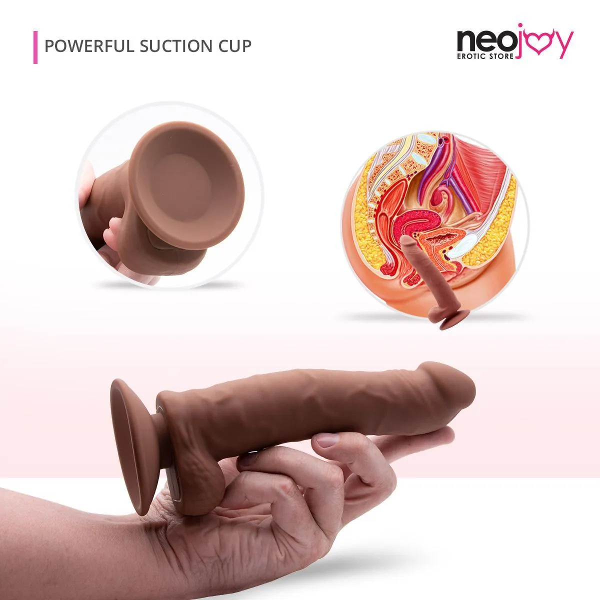 Neojoy - Daydream Premium Silicone Realistic Dildo Brown With Suction Cup 17.5cm - 6.8 inch