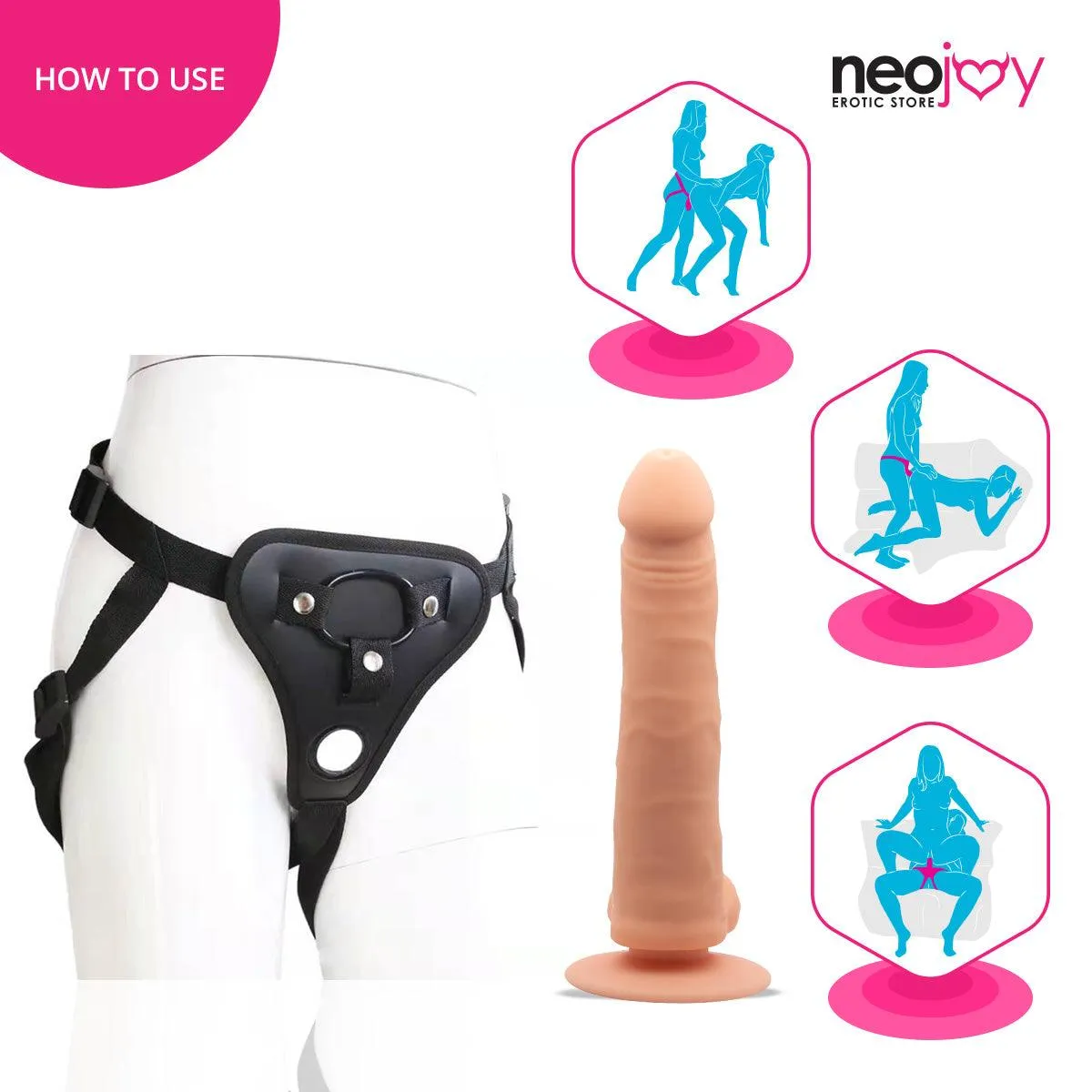Neojoy - Daydream Realistic Dildo With Strap-On Dong Harness - Flesh - 22.3cm - 8.8 inch