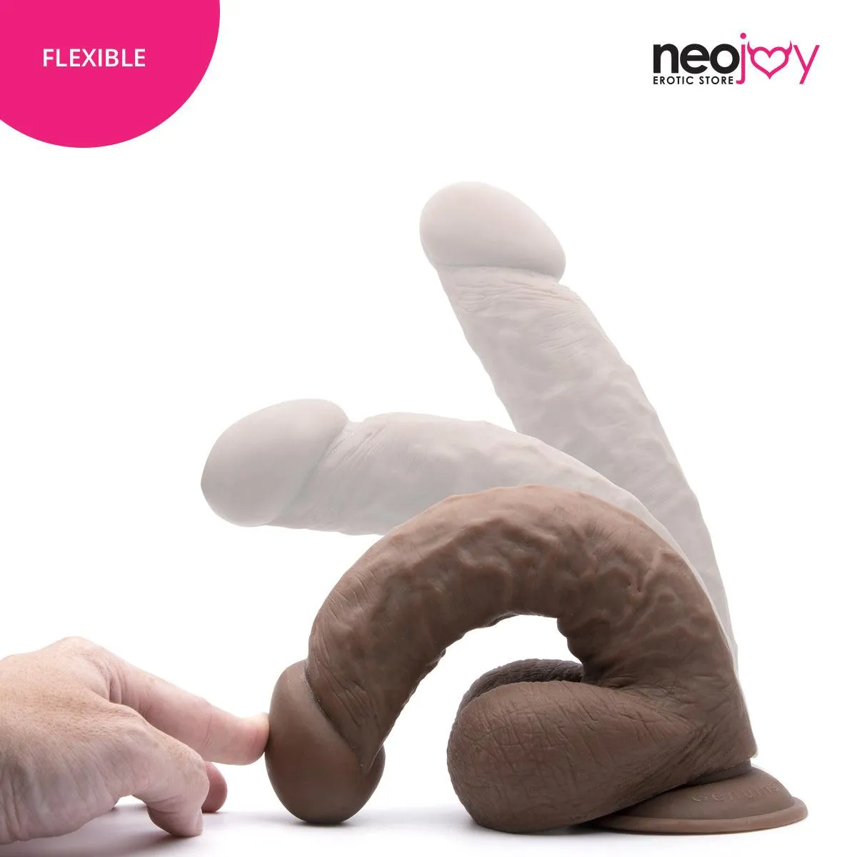 Neojoy - Girthy Lover Dildo With Strap-On Dong - Brown - 25cm - 9.8 inch