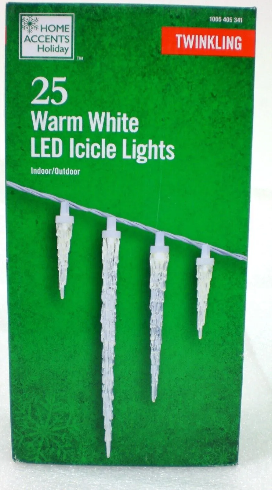 New Home Accents Holiday 25 Twinkling Warm White LED Icicle Lights