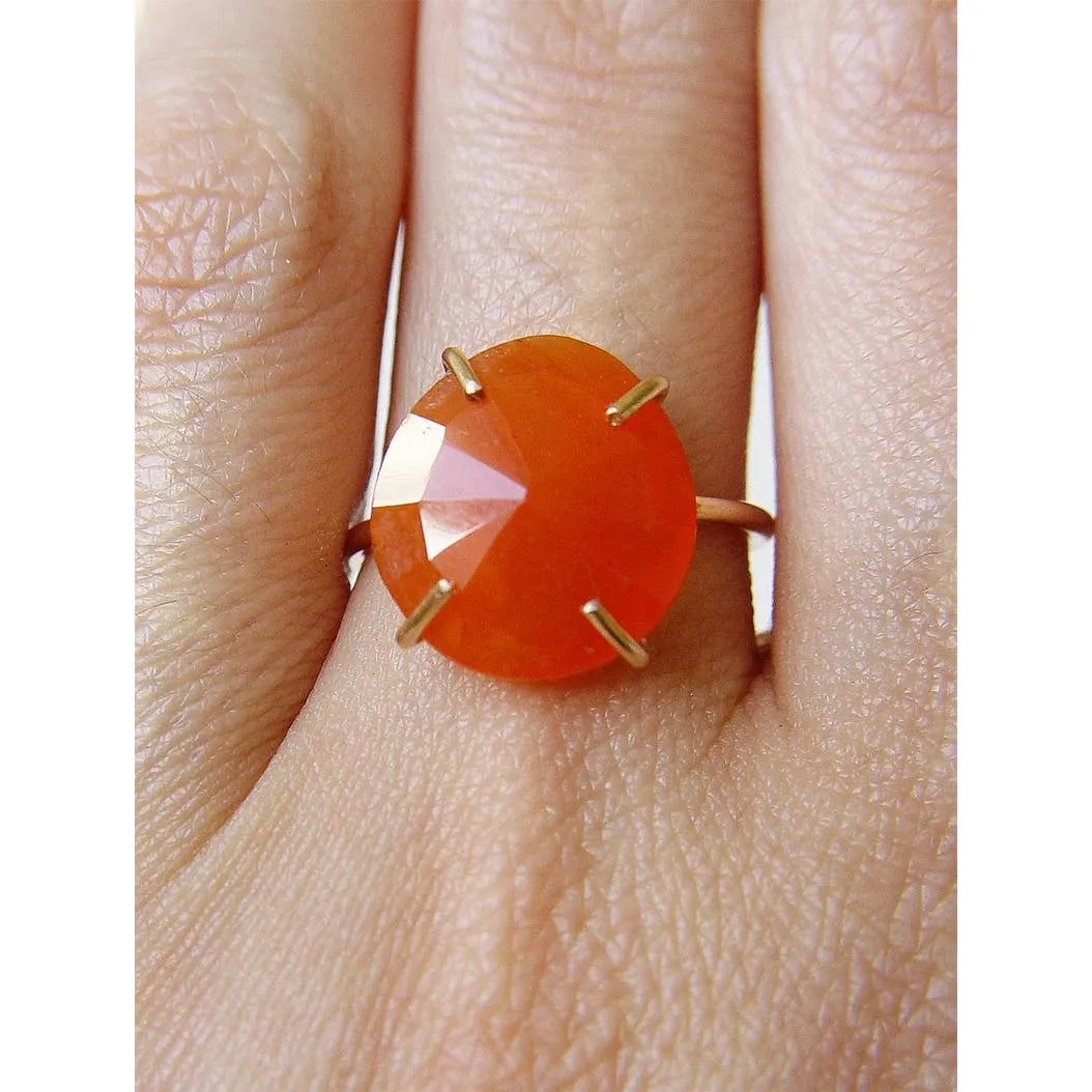 NEW! Orange Carnelian Rose Cut 14k Gold Filled Ring by Friedasophie