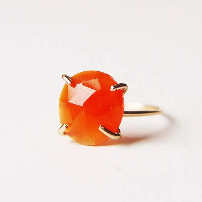 NEW! Orange Carnelian Rose Cut 14k Gold Filled Ring by Friedasophie