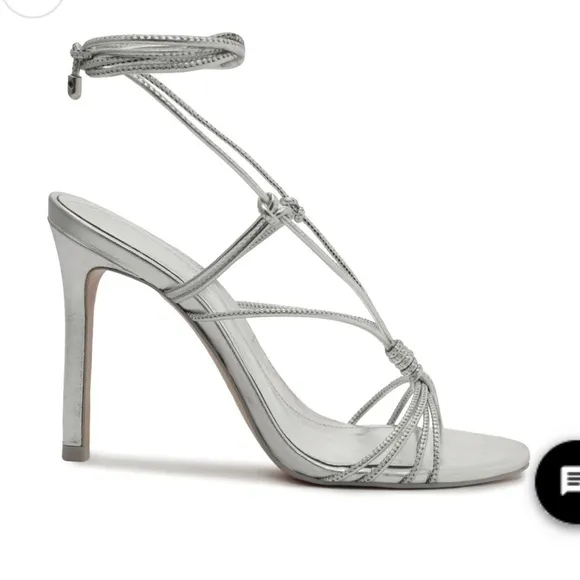 New! Schutz Azealia Metallic LeatherWrap Sandal in Silver Sz 9.5