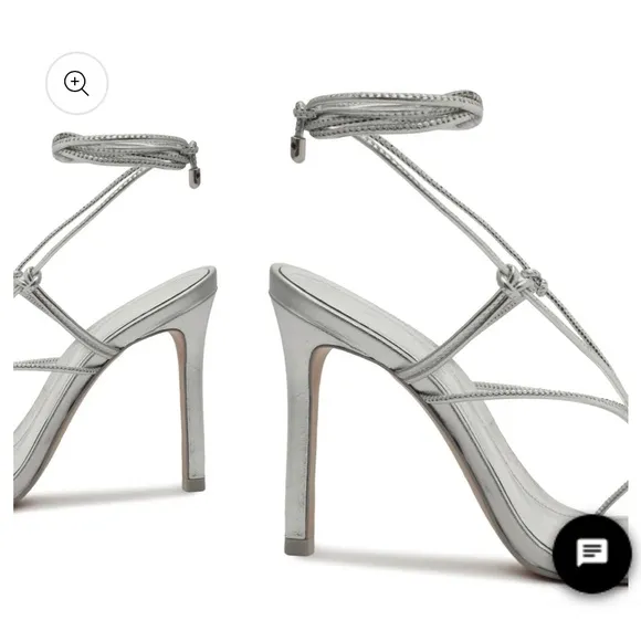 New! Schutz Azealia Metallic LeatherWrap Sandal in Silver Sz 9.5