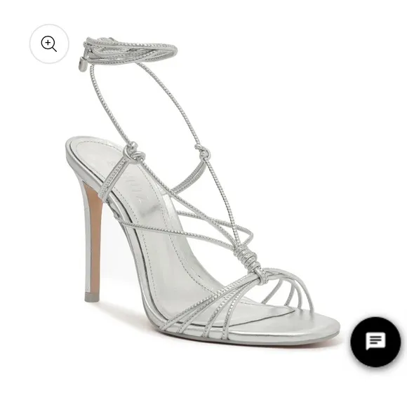 New! Schutz Azealia Metallic LeatherWrap Sandal in Silver Sz 9.5