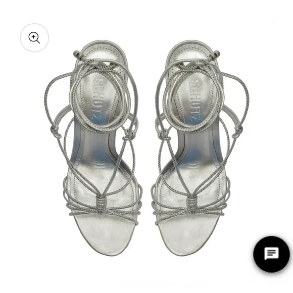 New! Schutz Azealia Metallic LeatherWrap Sandal in Silver Sz 9.5