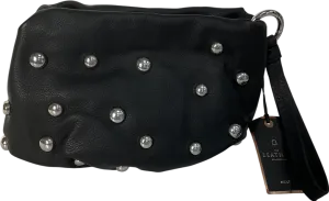 Next Black Leather Studded Clutch Bag