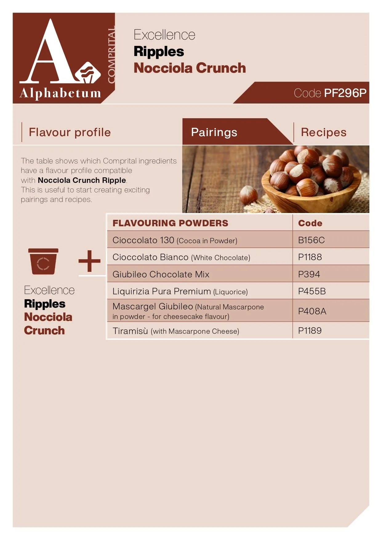 Nocciola Crunch (hazelnut crunch) Ripple - Case of 2 x 3 kg Units