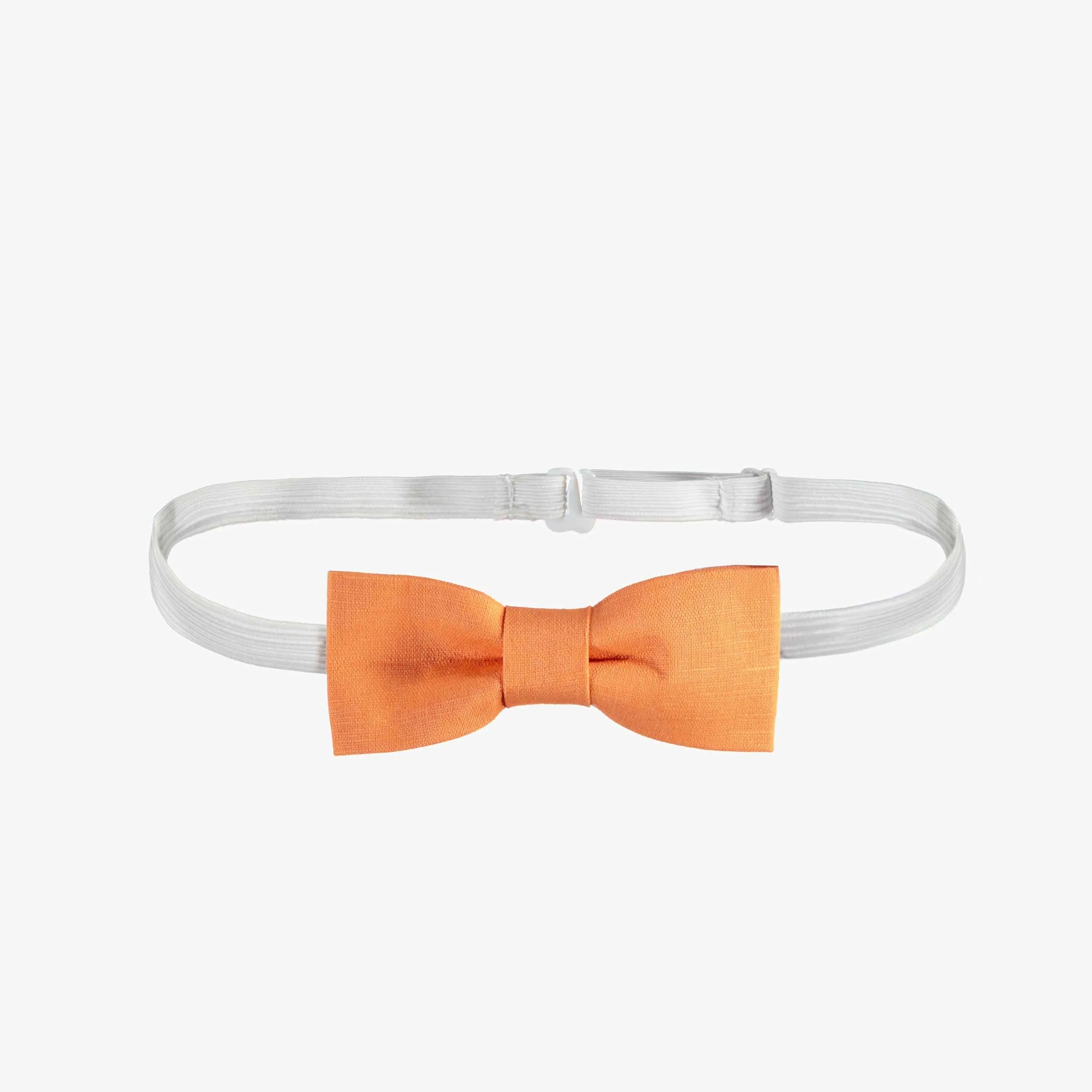 Nœud papillon orange ajustable en lin et coton, enfant || Adjustable orange bow tie in linen and cotton, child
