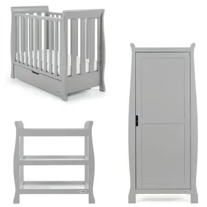 OBABY Stamford Space Saver Sleigh 3 Piece Room Set - Warm Grey