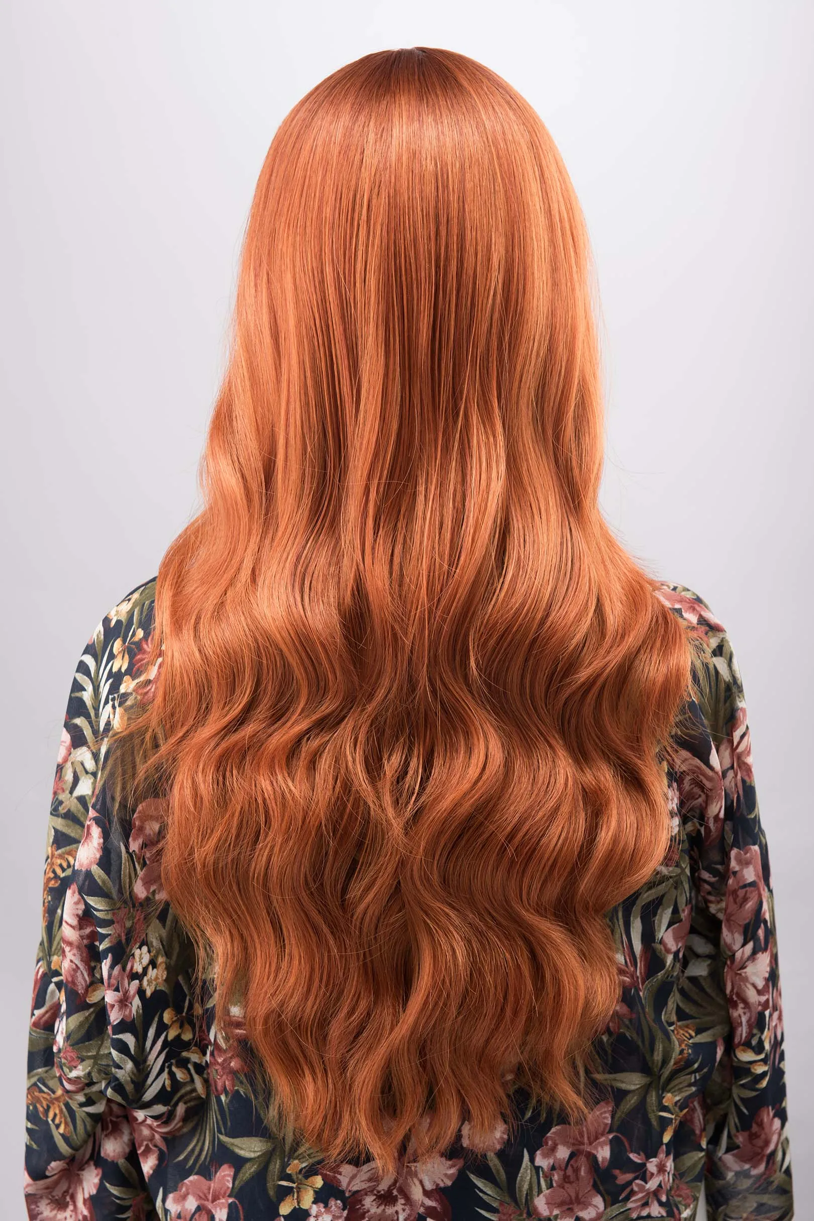Orange Ginger Wavy Synthetic Wig with Bangs Aine
