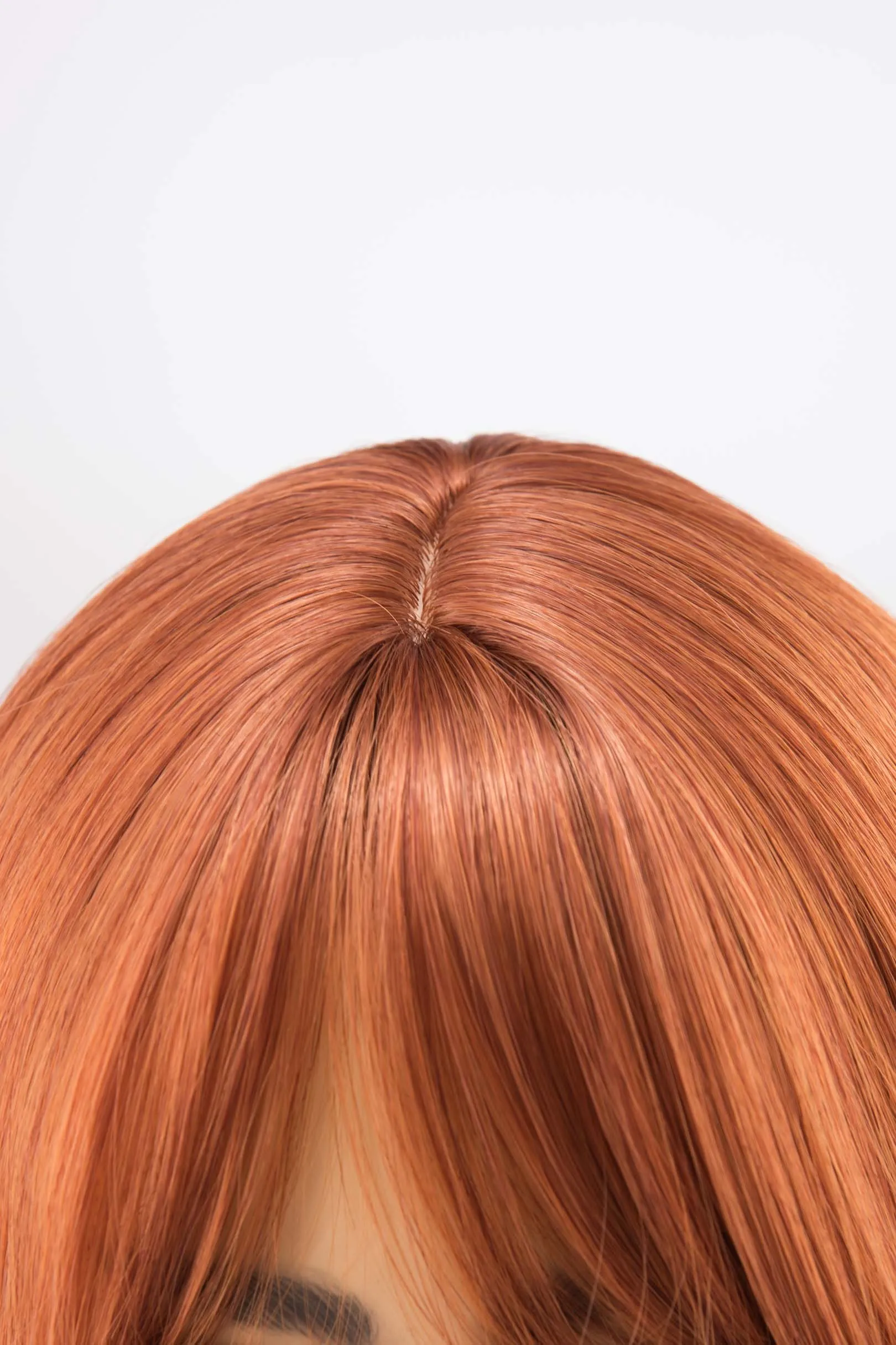 Orange Ginger Wavy Synthetic Wig with Bangs Aine