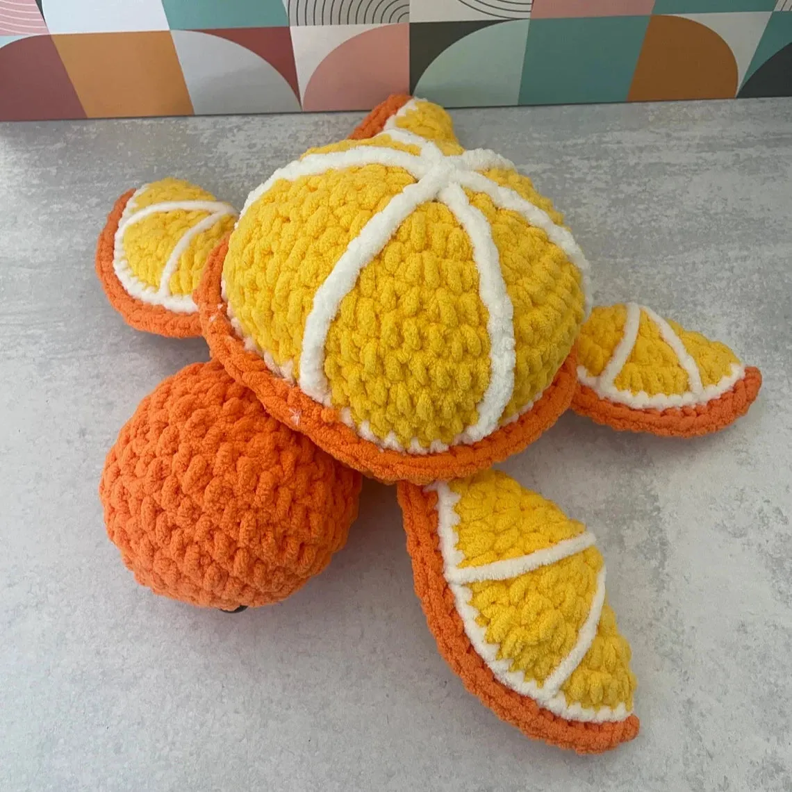 Orange Turtle Crochet Plush