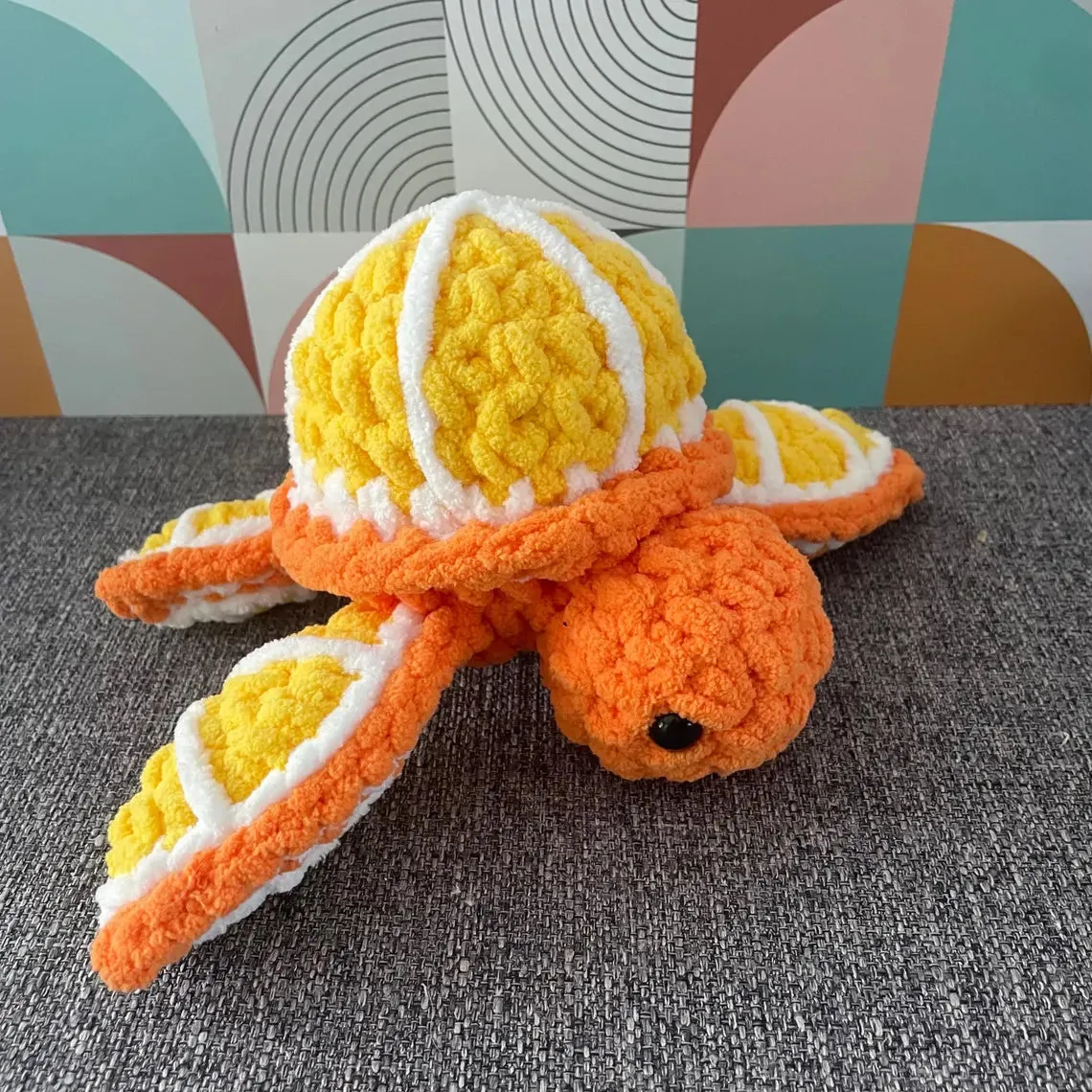 Orange Turtle Crochet Plush