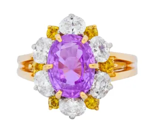 Oscar Heyman 5.36 CTW No Heat Pink Sapphire Fancy Colored Diamond Platinum 18 Karat Gold Ring AGL