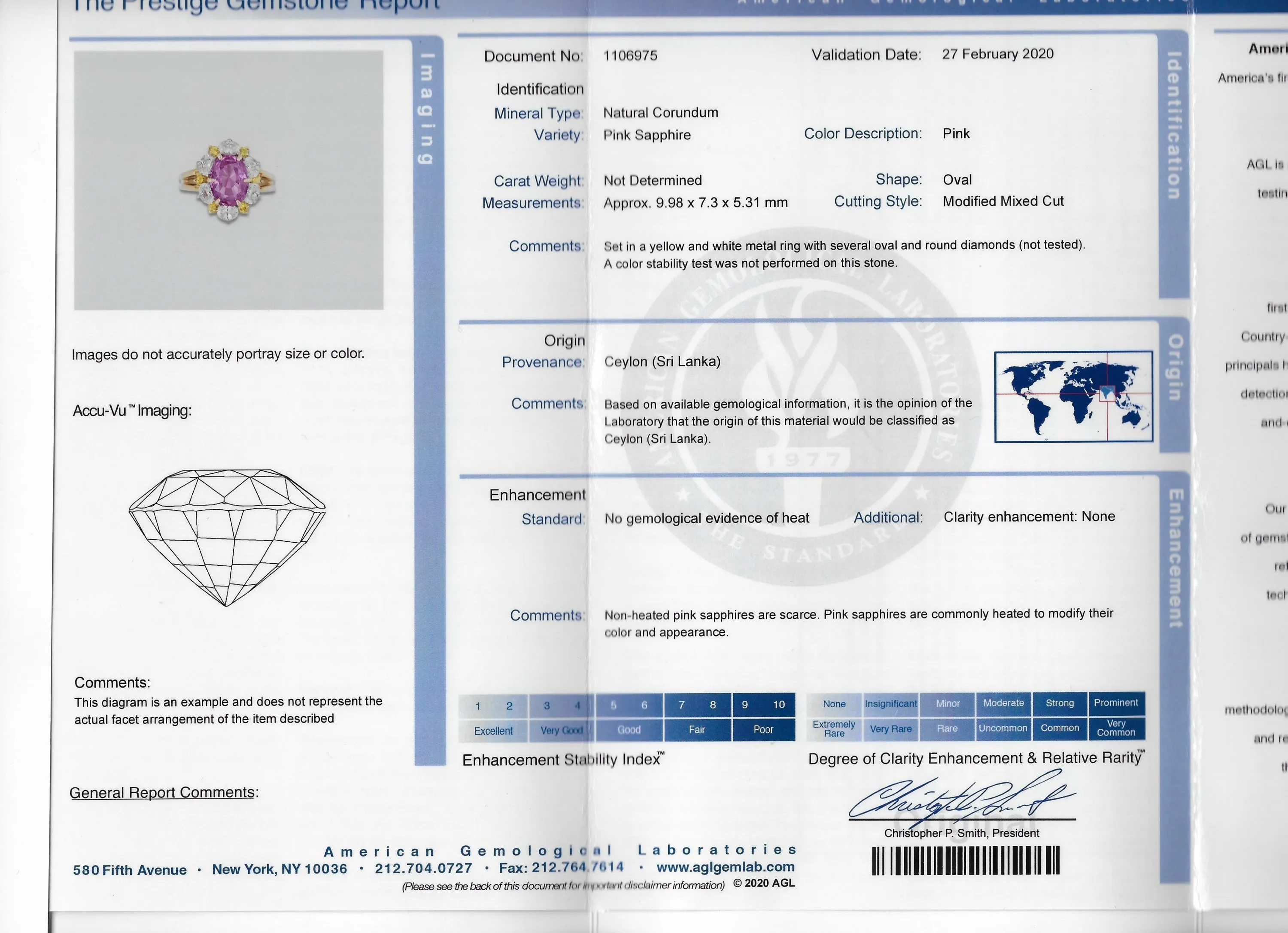 Oscar Heyman 5.36 CTW No Heat Pink Sapphire Fancy Colored Diamond Platinum 18 Karat Gold Ring AGL