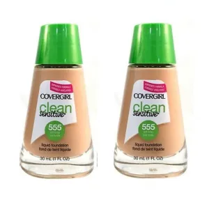 Pack of 2 CoverGirl Clean Sensitive Liquid Foundation, Soft Honey 555