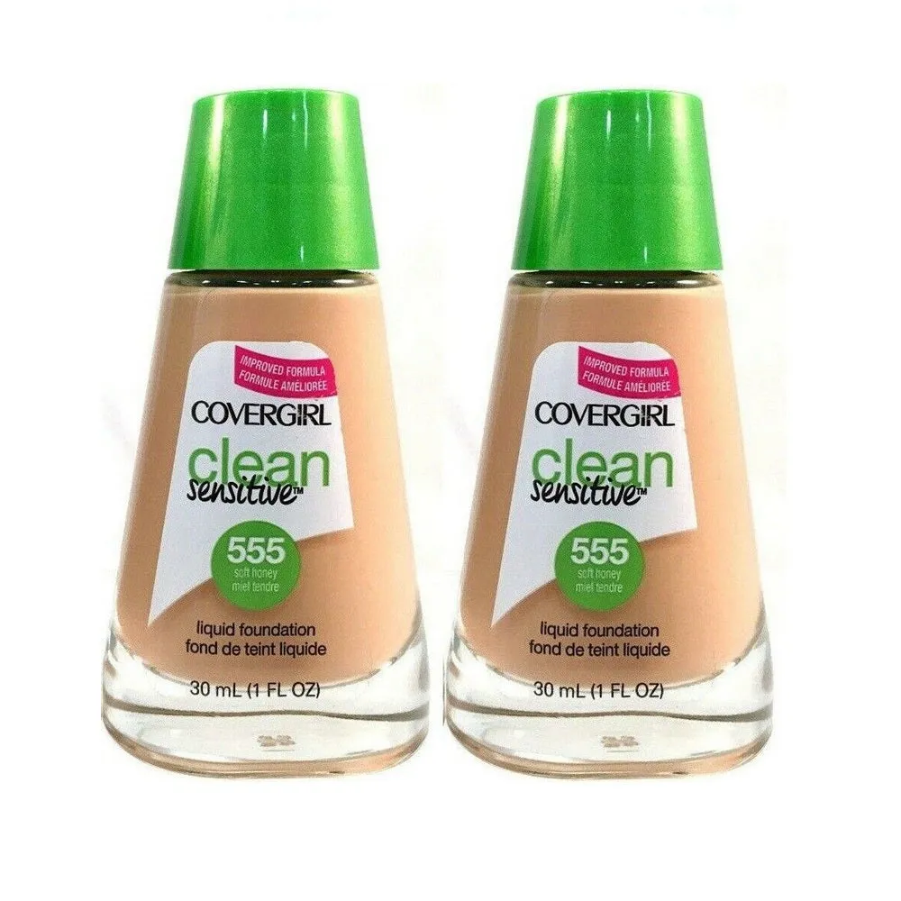 Pack of 2 CoverGirl Clean Sensitive Liquid Foundation, Soft Honey 555