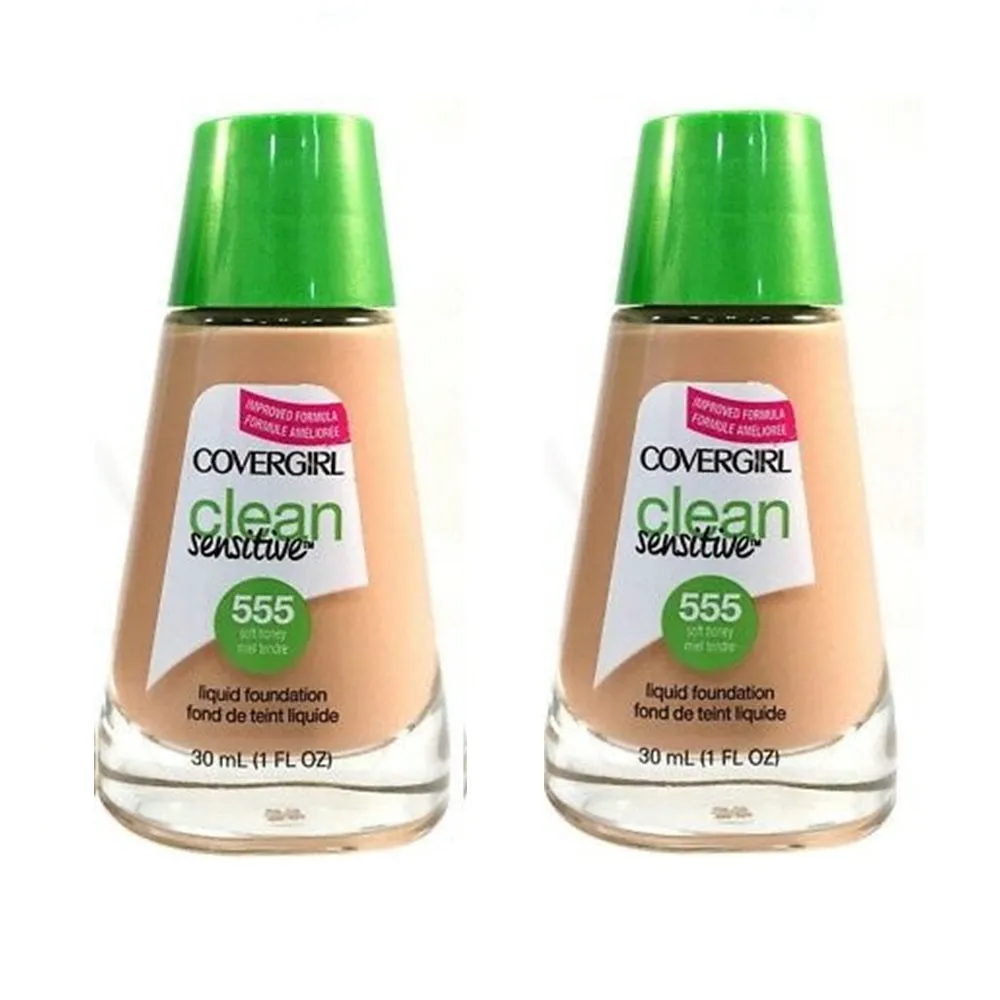 Pack of 2 CoverGirl Clean Sensitive Liquid Foundation, Soft Honey 555