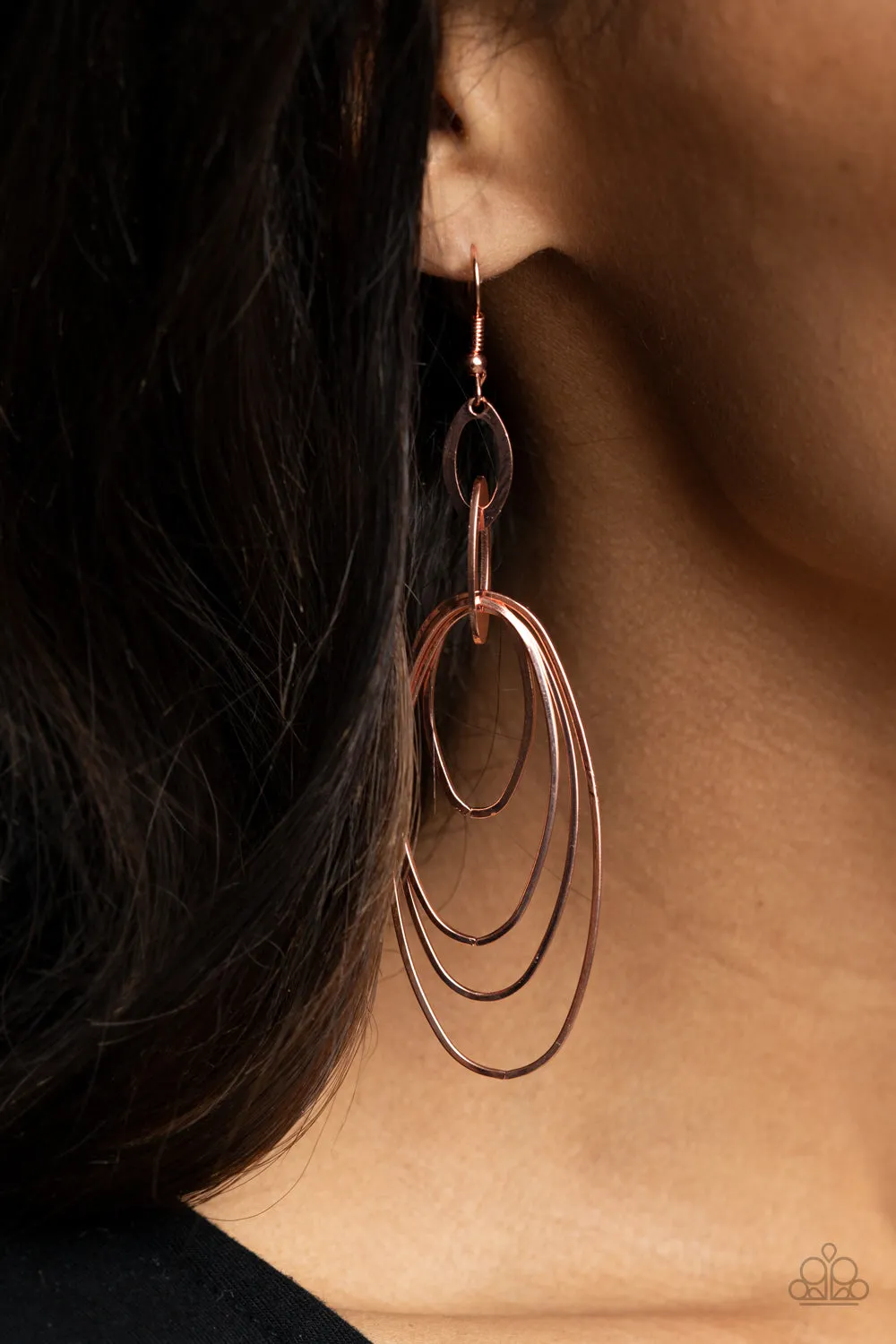 Paparazzi - OVAL The Moon - Copper Earrings