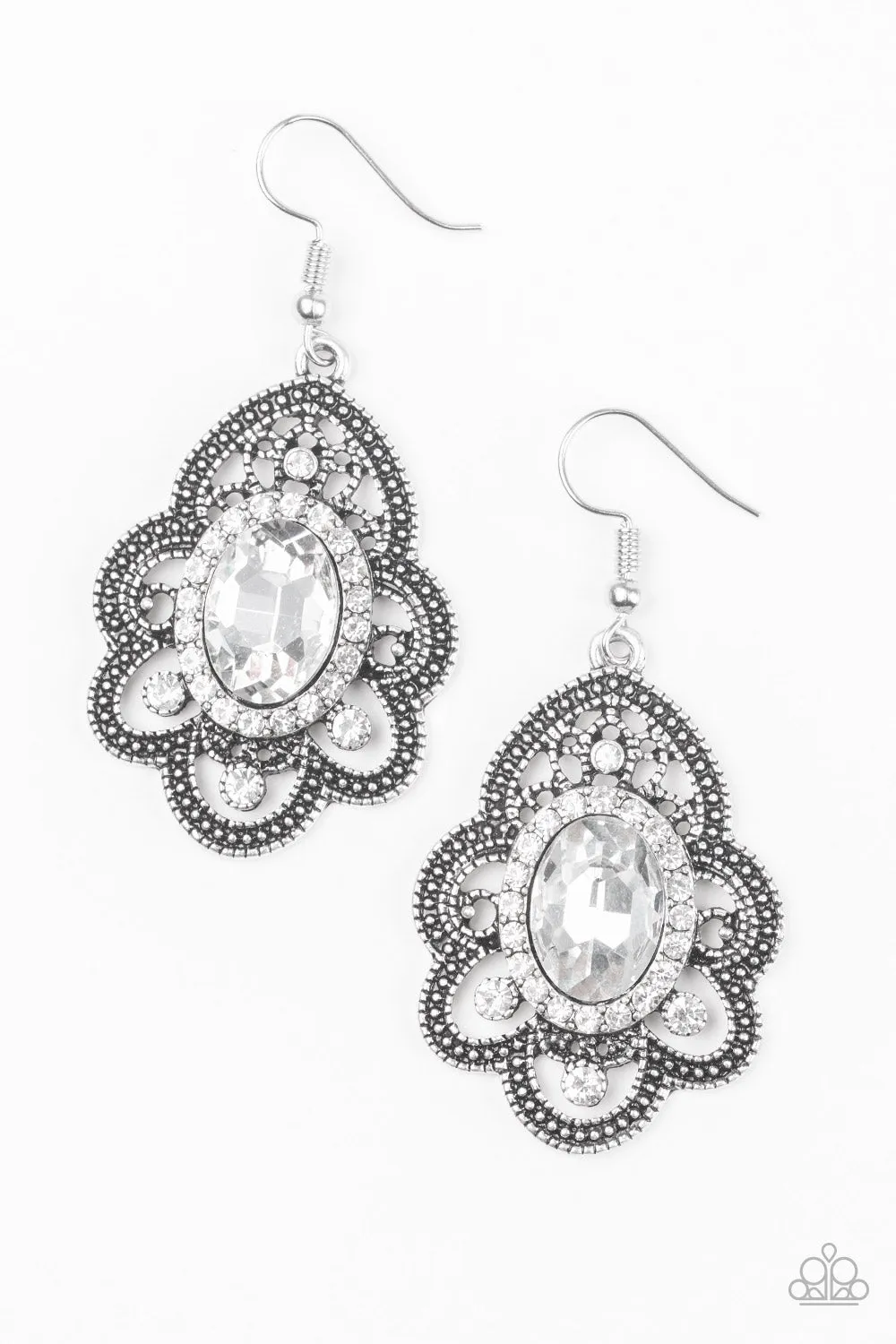 Paparazzi Reign Supreme - White Earrings