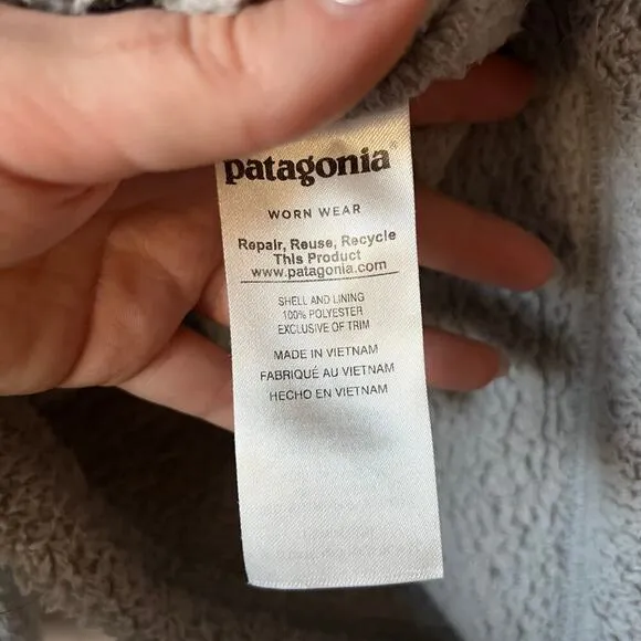 Patagonia Los Gatos Light Gray 1/4 Zip Sherpa Pullover Size Large