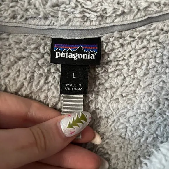 Patagonia Los Gatos Light Gray 1/4 Zip Sherpa Pullover Size Large
