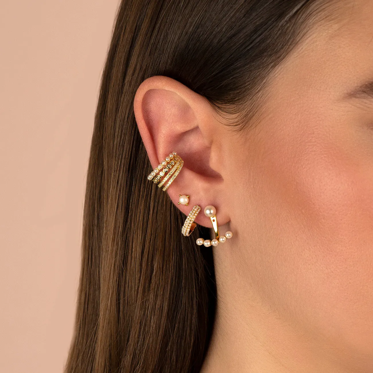 Pearl Studded Hoop Earring