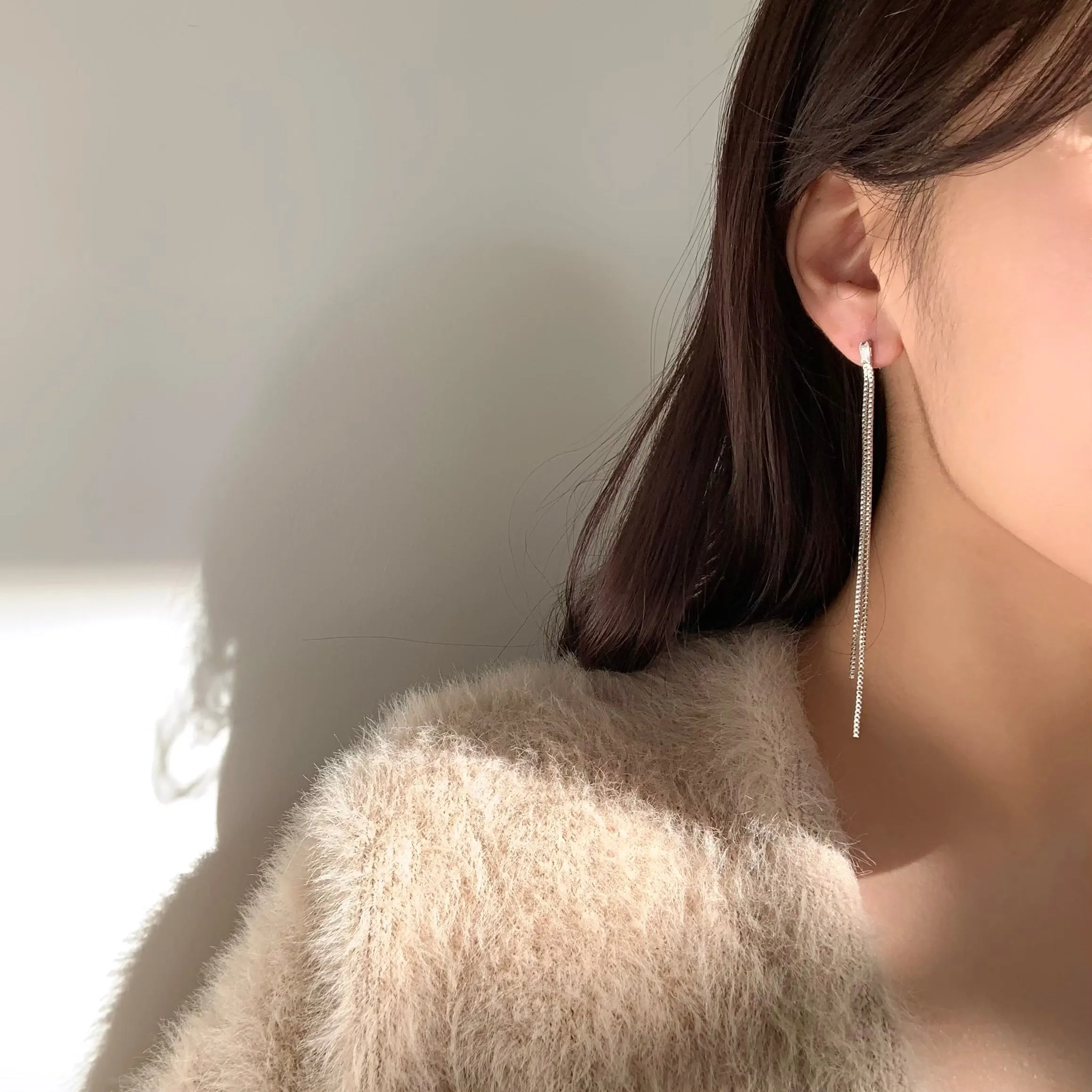 Penelope's Shiny Cubic Long Chain Earrings